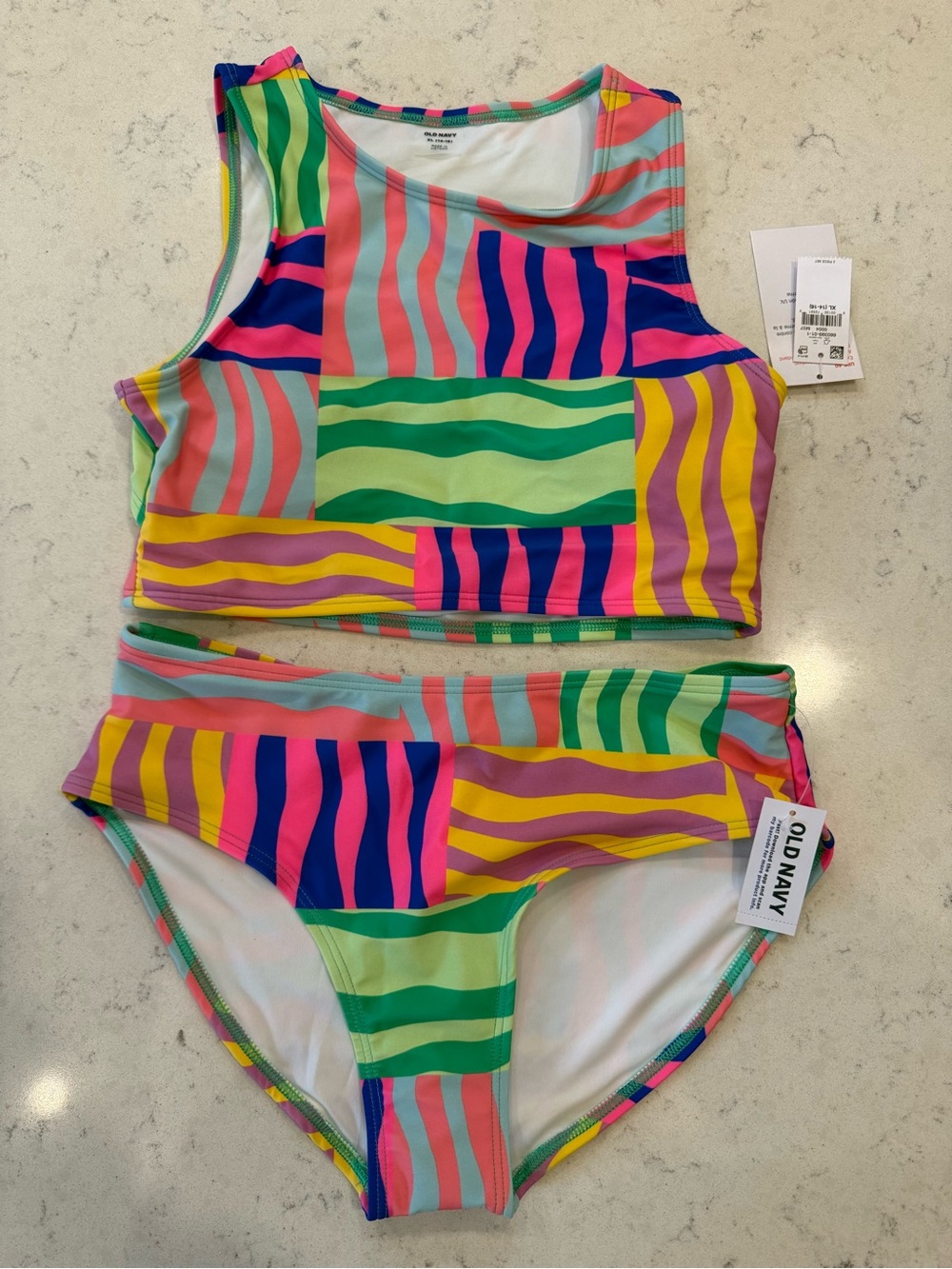 Old Navy Girls' Multicolor Tankini Swim Set - Green, Pink, Blue. NWT